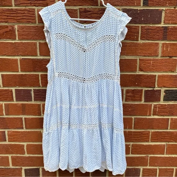 Free People | Dresses | Free People Blue And White Retro Kitty Dress Size  Medium | Poshmark